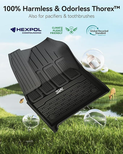 3W Floor Mats Fit for Jeep Grand Wagoneer/Grand Wagoneer L 2022 2023 2024 2025 8 seat (Not Fit for 7 seat), All Weather TPE Floor Liner for 1-3 Rows Full Set Car Mats Black