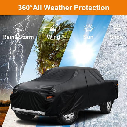Kayme Truck Cover Custom Fit Toyota Tundra(2006-2021) Regular Cab Short Bed. Full Exterior Heavy Duty Outdoor Pickup Truck Car Cover Waterproof All Weather.Car Tarp for Wind Sun Dust Protection.Black