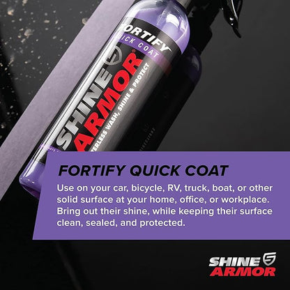 SHINE ARMOR Fortify Quick Coat – 3-in-1 Ceramic Coating Spray (8oz) | Waterless Wash, Shine & Protection | Streak-Free, Hydrophobic Car Wax for Paint & Trim