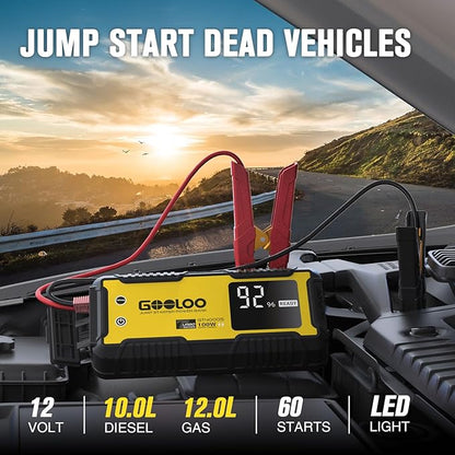 GOOLOO GT4000S Jump Starter 4000A Car Jumper Starter (Up to 10L Diesel 12L Gas Engines), 100W Fast-Charging Lithium Jump Box, SuperSafe Portable Car Battery Charger Power Bank for 12V Vehicles, Yellow