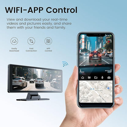 10.26" Carplay Screen for Car,4K Dash Cam,Portable Tablet for Apple Android Auto,Voice Touch Control GPS Navigation,Stereo Audio Radio,Rear Backup Camera,Bluetooth,Wireless Mirror for Truck