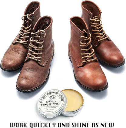 SALTY FISH All-Natural Leather Conditioner and Cleaner,Made with Mink Oil Beeswax,Protect Soften Waterproof Leather Furniture,Car Seats,Shoes,Boots,Bags (3.53 Oz with Sponge)