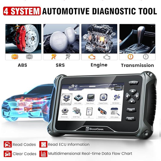 BOSSCOMM IF742 OBD2 Scanner, ABS/SRS/Transmission/Check Engine Code Reader Scan Tool with 6 Resets, ABS Bleeding/Oil/EPB/SAS/Throttle/BMS, Car Scanner Diagnostic Tool for All Cars, Upgraded of IF740