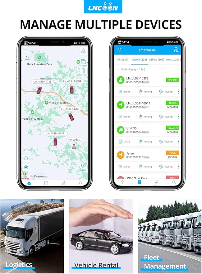 Car GPS Tracker, Tracking Devices for Cars 10000mAh Large Battery Waterproof, Real-Time Tracking Anti-Theft Alarm Notifications Built-in Magnet Via Mobile App, LL301