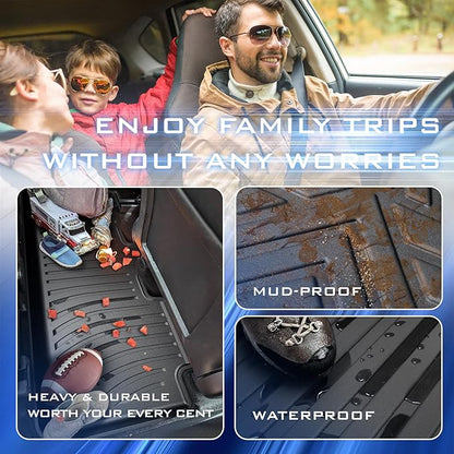 Car Floor Mats for Ford Mustang Mach-E 2021-2024 2025 Accessories,TPE All Weather Protection Floor Mats,Custom Fit 1st&2nd Row Car Floor Liners Set,Heavy Duty Accessories,Black