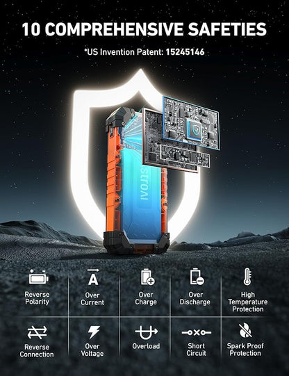 AstroAI S8 Ultra 4000A Jump Starter, 24000mAh Car Starter(All Gas, Up to 12L Diesel Engine), 12V Auto Battery Booster Pack, Jump Box with USB Quick Charge and DC/Type C Port, LED Light, Jumper Cable