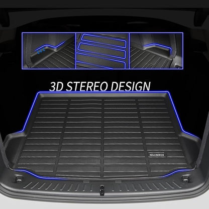 KELCSEECS® Floor Mats & Cargo Liner Custom for 2020-2025 Nissan Versa All Weather Protection TPE Floor Liners Front& Rear Row Full Set Nissan Versa Accessories Black