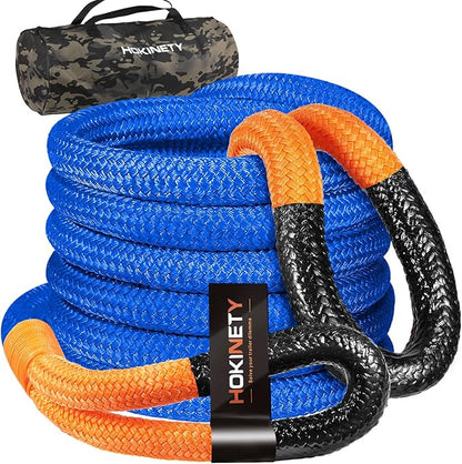 Kinetic Recovery Tow Rope: 1.26" x 30ft 55000LBS Snatch Strap Heavy Duty Offroad Towing Straps Kit for Trucks SUV UTV ATV Tractor Car Jeep - Blue