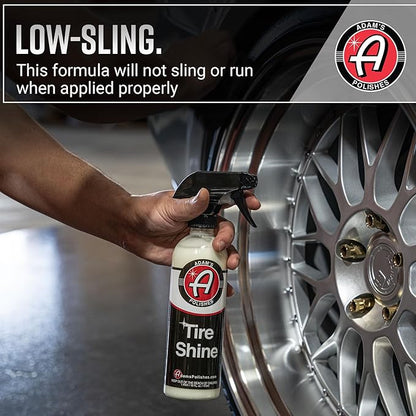 Adam's Polishes Tire Shine Combo - Spray Tire Dressing W/ SiO2 For Non Greasy Car Detailing | Use W/Tire Applicator After Tire Cleaner & Wheel Cleaner | Gives A Ceramic Coating Car Wax
