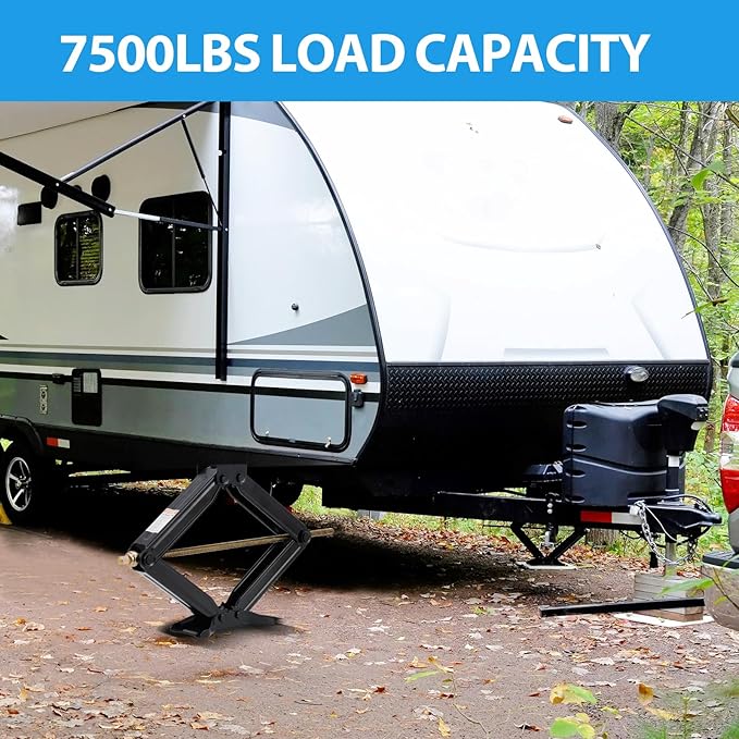 Garvee 24" RV Scissor Jack - 7500lb Heavy Duty Leveling Stabilizer with Crank Handle, Stable Base, 4"-24" Adjustable Height, Powder Coated Steel for Travel Trailers, RVs & Campers - 2 Pack