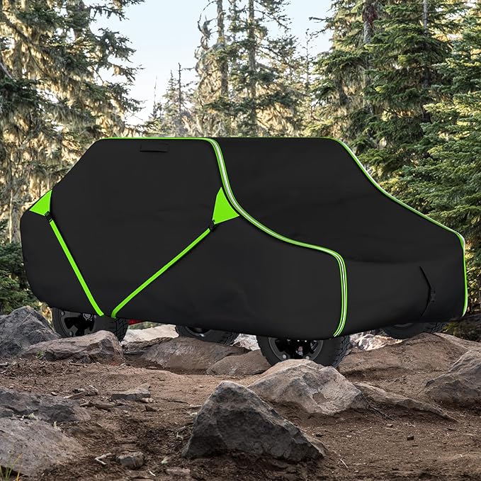125 Inch UTV Cover for Polaris Ranger RZR, Can-Am Defender Maverick Commander, Yamaha Wolverine, Kawasaki Mule, Honda Pioneer, Black 600D Side by Side Cover Protection for 2-3 Seater UTV