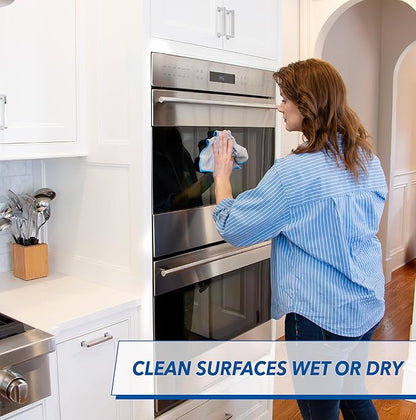 Unger 12” x 12” Microfiber Glass and Mirror Cloths, 2 Pack, Wet and Dry Cleaning Towels, Reusable Supplies, Window Cleaner Polishing Cloth with Streak-Free Results