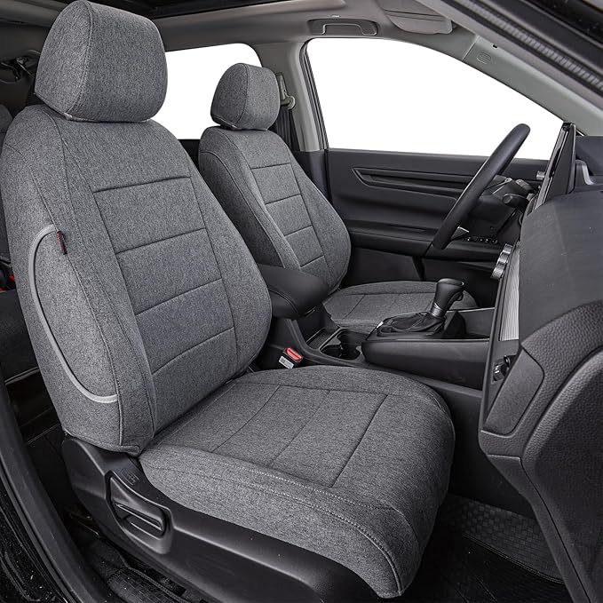 coverdream CRV Seat Covers Custom Fit for 2023 2024 2025 2026 Honda CR-V LX,EX,EX-L,Sport Series,Hybrid,Fully Covered,Airbag Compatible,UV Resistant Polyester Seat Protector(Full Set,Gray)