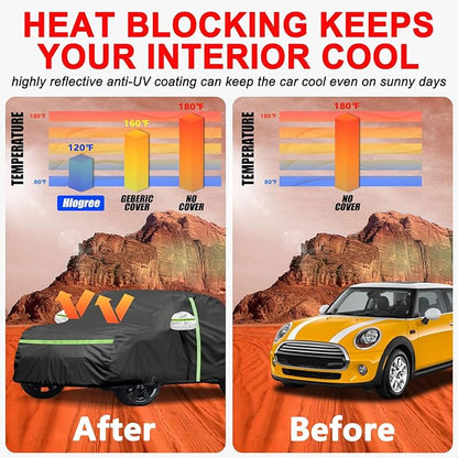 Car Cover for 2002-2025 Mini Cooper/Cooper S/Hardtop/Convertible 2-Door,Full Exterior Car Covers for Automobiles All Weather Waterproof Heavy Duty,Zipper/Cotton Rain UV Proof Custom fit【210T Taffeta】