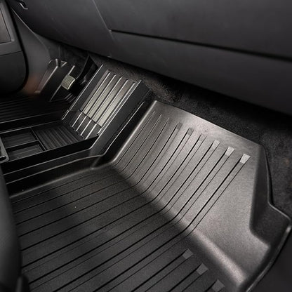 OEDRO Floor Mats Fit for Tesla Cybertruck 2024 2025, TPE All Weather Floor Liners Custom Fit for 2024 Cybertruck Accessories, 1st & 2nd Row Car Mats, Black