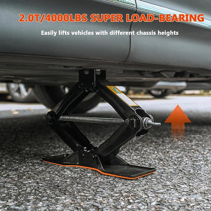 Car Jack Kit Scissor Jack for Car-2Ton(4409lbs),Portable Jack Tire Change Kit Deal for SUV Auto with Crank Handle,Heavy Duty Steel,Black