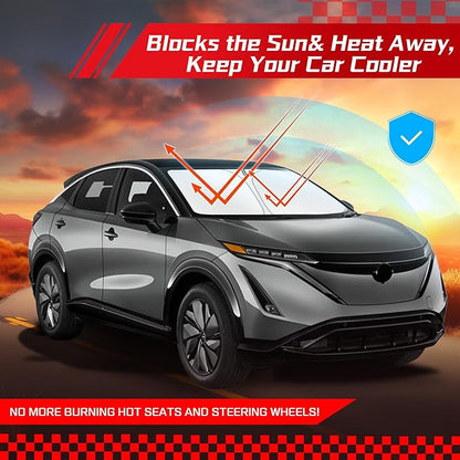 ARISMOTOR Windshield Sun Shade for NIS-san Ariya EV 2023-2025, Custom Fit Foldable Front Window Sunshade Sun Visor Protector, Block UV Rays Keep Your Car Cooler