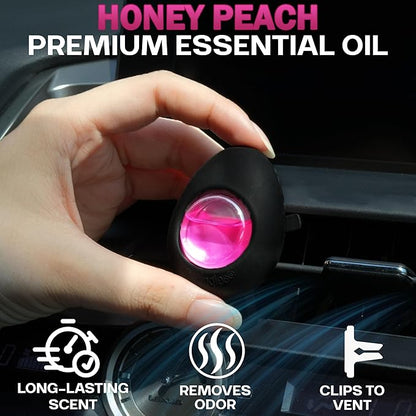Air Jungles Car Air Freshener Vent Clip 3 Count, Honey Peach Scent, 4 ml Each, Long-Lasting Car Odor Eliminator, Easy Clip-On Design, Up to 90 Days Freshness for Cars, Trucks, and SUVs