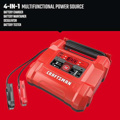 CRAFTSMAN Battery Charger and Maintainer, CMXCESM162, 4-in-1, Fully Automatic, Battery Tester, 15 Amps, 6 Volt, 12 Volt, for Car, SUV, Truck and Marine Batteries