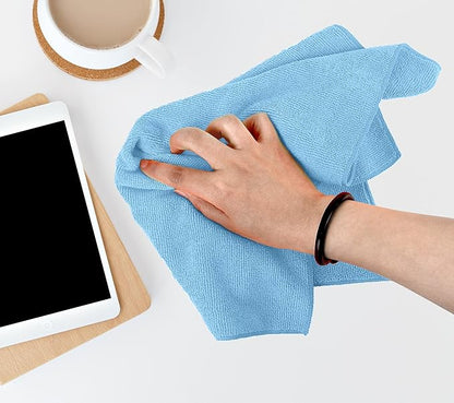 Avalon Towels Microfiber Cleaning Cloths (Value Pack of 48) Size 16" x 16", Highly Absorbent Cleaning Rags, Lint Free Cleaning Towels, Reusable and Washable, Microfiber Towels for Cars (Blue)