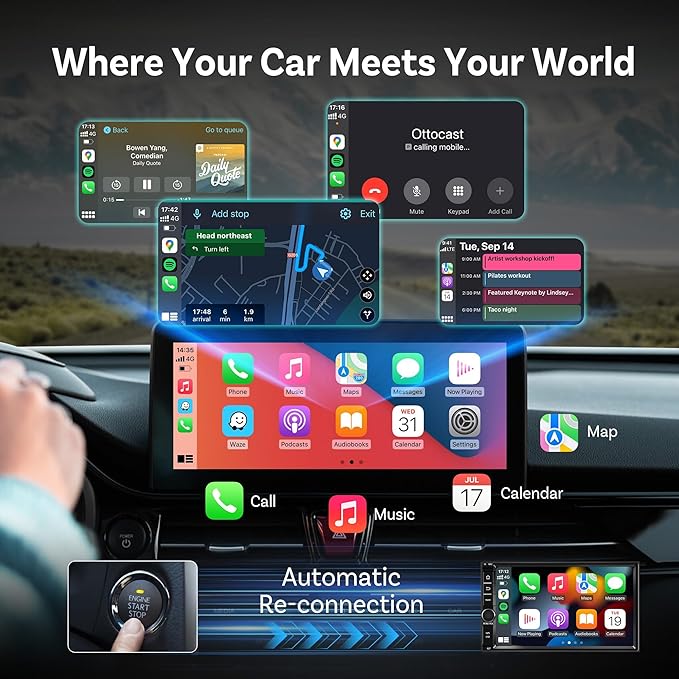 OTTOCAST Mini Dongle Wireless CarPlay Adapter for iPhone & Android Auto Adapter 2-in-1 Convert Wired to Wireless Apple Car Play, Plug & Play, USB-C, Low Latency (2016+ Cars, iOS 10+/Android 11+)