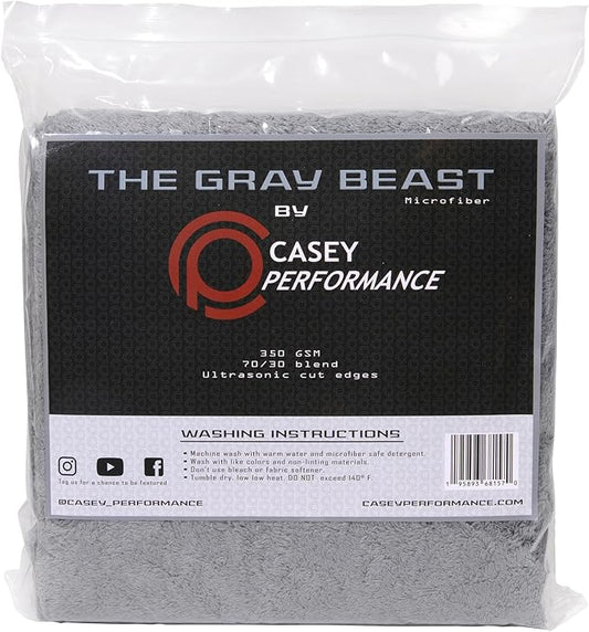 Microfiber Cleaning Cloth - The Gray Beast Towels, Streak-Free Cleaning Rags for Car Wash and Housekeeping, Ultra-Absorbent with Cut Edges to Avoid Scratches (Pack of 10, 16"x16")
