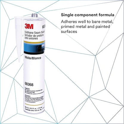 3M Urethane Seam Sealer, 08368, White Color, High Solids, Permanently Flexible, 310mL/10.5 fl oz Cartridge