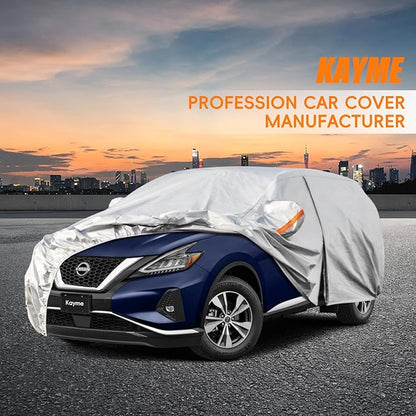 Kayme 6 Layers SUV Car Cover Custom Fit for Nissan Murano（2008-2025） Waterproof All Weather for Automobiles, Outdoor Full Cover Rain Sun UV Protection.Silver