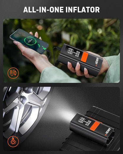 Tire Inflator Portable Air Compressor,Car Tire Air Pump Portable with Digital Pressure Gauge,18000mAh and 170 PSI Bike Tire Pump,Electric Air Pump for Motorcycle Tires,Bicycle Tires and Balls