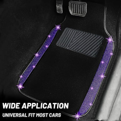 NBTEPEM Purple Violet Bling Car Floor Mats Full Set, Universal Fit Most Cars,SUV, Trucks, 4 pcs Sparkle Glitter Diamond Carpet for Women Girls with Anti-Slip Pad (Purple Violet Diamond)