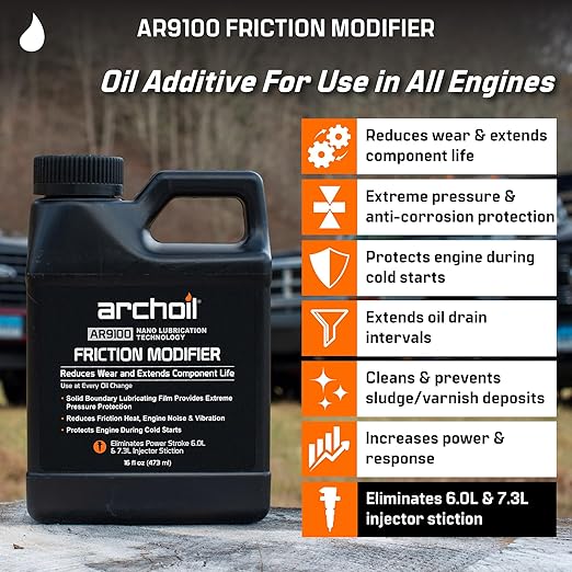 Archoil AR9100 Oil Additive (16oz) for All Vehicles - Powerstroke Cold Starts, Eliminates Injector Problems