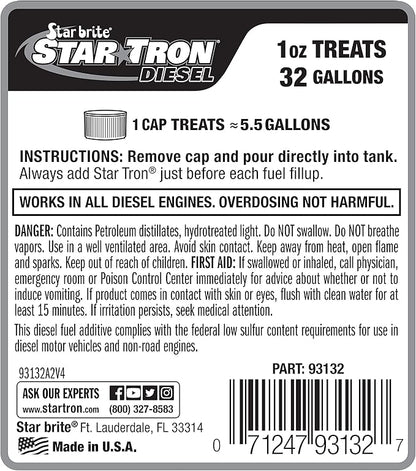 Star Tron Super Concentrated Diesel Formula - Stabilize & Rejuvenate Diesel, Biodiesel & All Regular Gasoline - 1 Oz Treats 32 Gallons