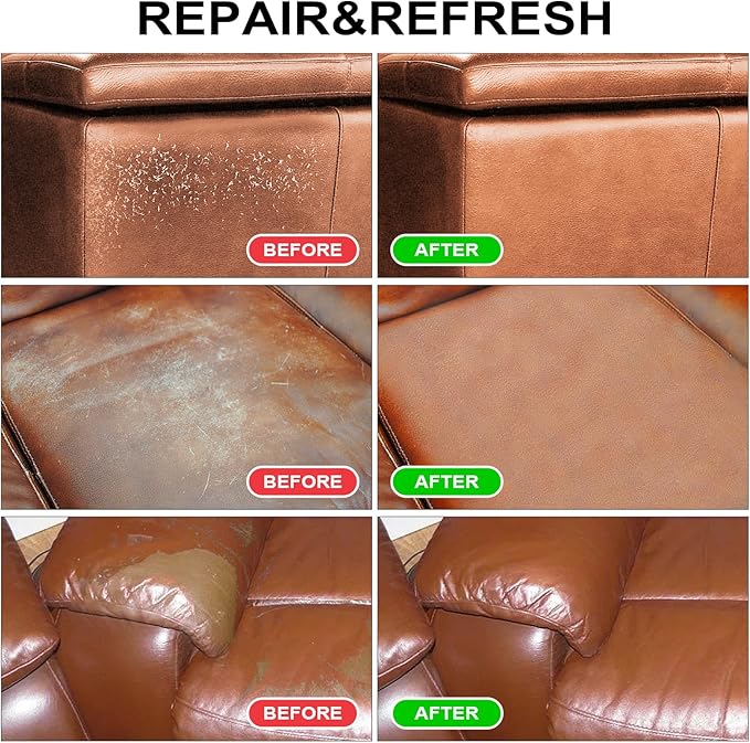 Leather Recoloring Balm,10oz Leather Color Restorer Leather Repair Kit for Furniture Car Leather Scratch Remover, Dark Brown Leather Color Restorer for Couches,Leather Dye Paint for Faded