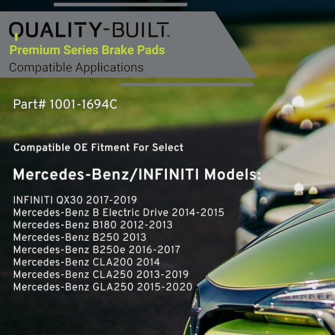 Premium Ceramic Front Brake Pads (1001-1694C) Compatible with 2012-2020 INFINITI/Mercedes-Benz (B Electric Drive/B180/B250/B250e/CLA200/CLA250/GLA250/QX30)