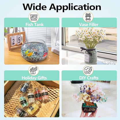 0.88 LB Aquarium Gravel Rocks Green Aventurine Crystal Chips Tumbled Healing Crystal Chips Bulk Gemstones, Mini Crushed Stones Quartz Vase Filler for Crafts|Fish Turtle Tank|Home Decoration