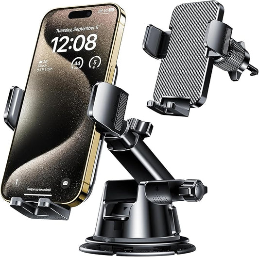 Qifutan Dash Mounted Holders Phone Holders for Your Car Phone Mount for Car Windshield Dashboard Air Vent Universal Hands Free Automobile Cell Phone Holder Fit for iPhone Smartphone