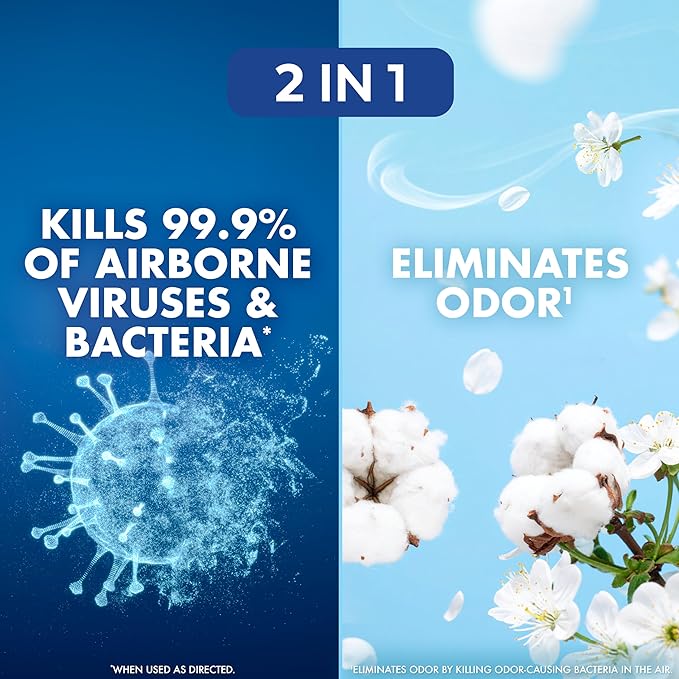 Lysol Air Sanitizer Spray with Odor Eliminator for Home & Office, Sanitizing Spray, Air Freshener Alternative, Cotton Blossom Scent, 10 oz (Pack of 3)