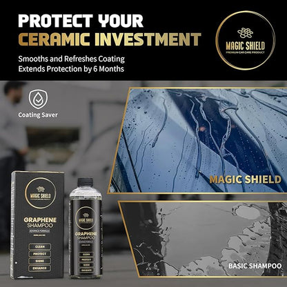 Graphene Shampoo – pH Neutral Car Wash | Advanced Hydrophobic & SiO2 Protection | Deep Cleans & Enhances Shine | Safe for Ceramic Coatings & All Paint Types – 16oz