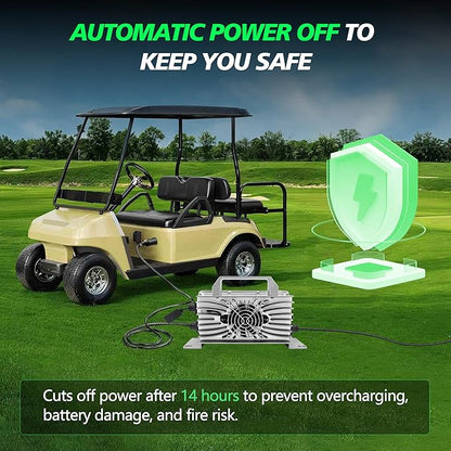 15 AMP 48 Volt Golf Cart Battery Charger for Club Car with 3-Pin Round Plug, 20% Faster & Safer, 900W Club Car Battery Charger for Lead Acid Battery, Automatic Power-Off Protection & IP67 Waterproof