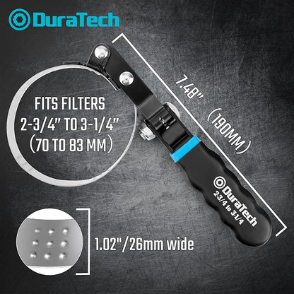 DURATECH Small Swivel Oil Filter Wrench，5 Gear Adjustment Oil Filter Removal Tool Fits Filters 2-3/4" to 3-1/4", Perfect for Car Repair Tools