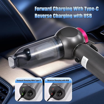 Car Vacuum Portable Handheld Cordless Vacuums, 20000PA Suction, 6000mAh Blower, Window Breaker, Seatbelt Cutter for Car, Home & Office Cleaning
