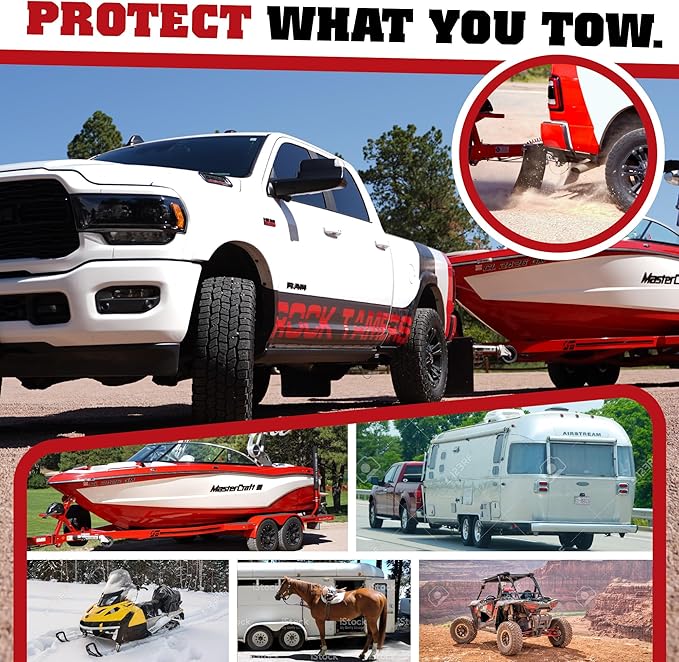 Rock Tamers 00108 - 2" Official Mudflap System - 2" Hitch Receiver, Check Measurements - Removeable and Adjustable Mud Flaps for Trucks - 1 System