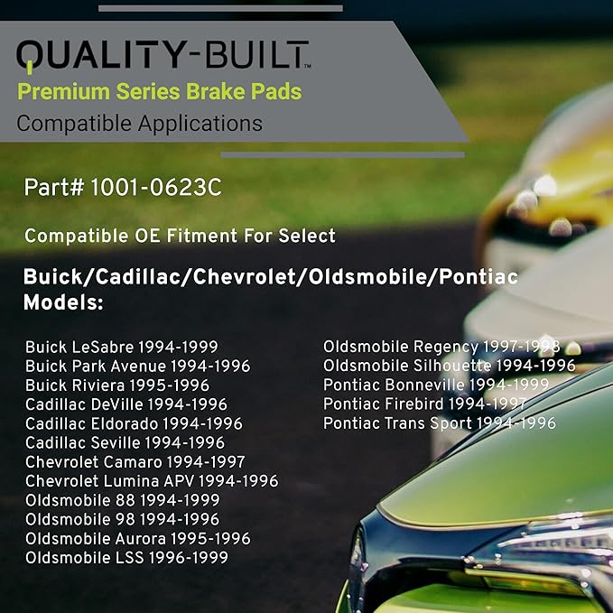 Premium Ceramic Front Brake Pads (1001-0623C) Compatible with 1994-1999 Buick/Cadillac/Chevrolet/Oldsmobile/Pontiac (88/98/Aurora/Bonneville/Camaro/DeVille/Eldorado/Firebird/LeSabre)