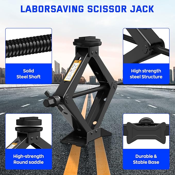 Car Jack Kit for BMW & MINI, 2.5 Ton Scissor Jack for BMW Vehicle with 2PCS Jack Pad, Portable Tire Changing Kit Compatible with B-M-W 1-3-5-7 Series, X-Series