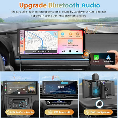 CARPURIDE W125S 11.26 Inch HD Wireless Carplay & Android Auto Screen, 4K +1080P+1080P Dash Camera for Cars with 64GB Card, with Loop Recording, Bluetooth, Voice Control, GPS, FM, Super Link