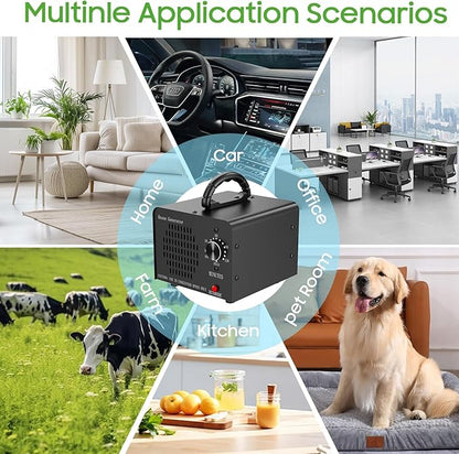 Ozone Generator Machine 60,000mg/h, High Capacity Ozone Odor Eliminator Removal Air Purifier for Home Car Pet & Basement Odor, Suitable for Spaces up to 7,000 Square Feet, Black