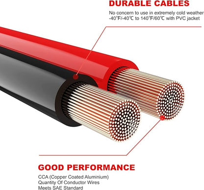 Jumper Cables 4 Gauge 25 Feet Battery Jumper Cables for Car -40℉ to 140℉ - Heavy Duty Booster Cables with Carry Bag, Safety Gloves and Iron Brush (4AWG x 25FT)