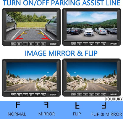 Wireless Backup Camera for RV Truck Trailer Camper Bus 5th Wheel 3 Rear/Side View Cameras 1080P 4-Split 7" Screen with Adapter for Furrion Pre-Wired Night Vision IP69 Waterproof 170° Wide View Angle