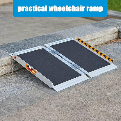 LEMNISCATE 2FT Wheelchair Ramps for Home Steps, Non-Skid Portable Handicap Aluminum Wheel Chair Ramps, 800LBS Capacity Folding Ramps for Wheelchairs for Homes, Entry, Shed, Doorways, Curbs, Stairs