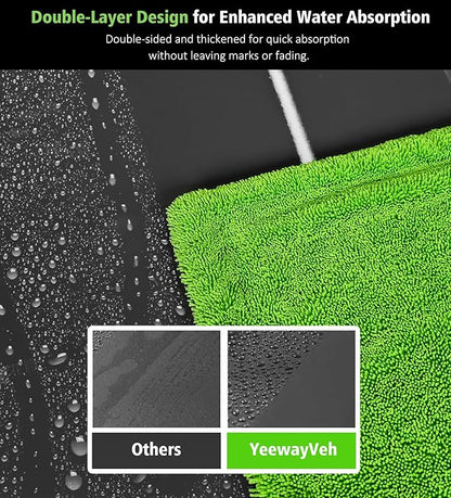28" x 36" Car Drying Towel Extra Large, 1400 GSM Double Sided High Absorbent Car Wash Drying Towels, No Scratches or Streaks, Quick Dry Microfiber Towels for Cars Truck SUV, Green